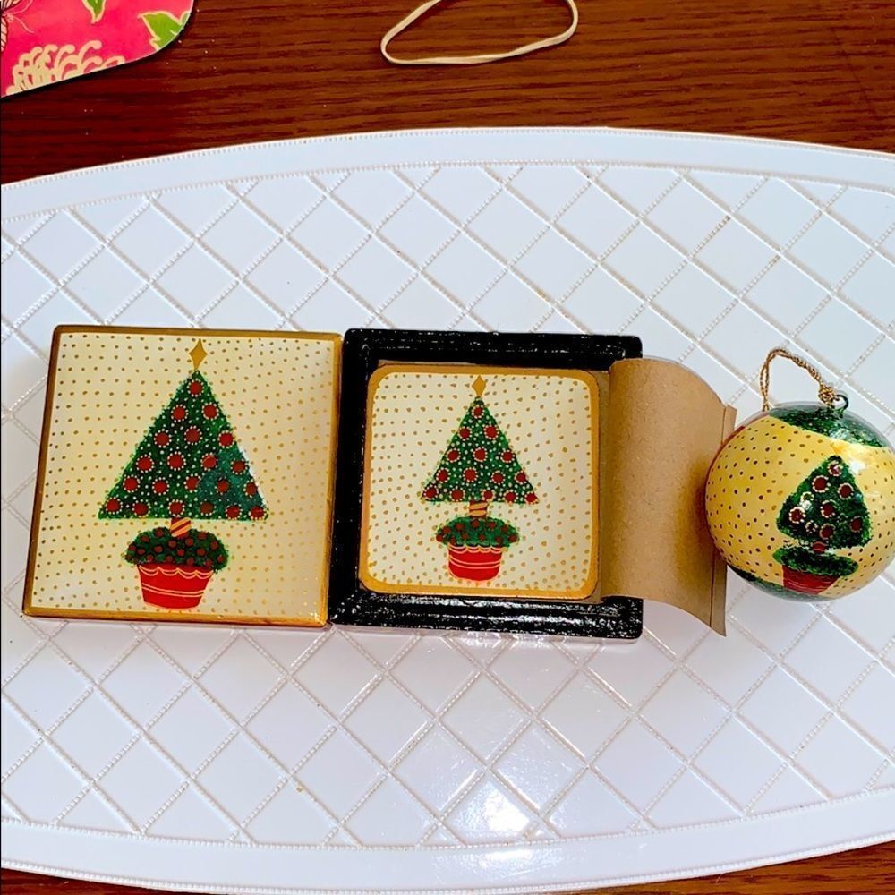 6 Christmas tree coasters/ornament made in…‎